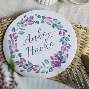 Bierdeckel Hochzeit Herbst Blütenkranz Beerentöne ab 25 Stück