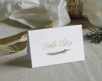 Place cards personalized winter wedding green firs from 25 pieces