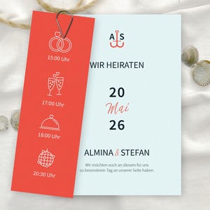 Einladung Karte zur Hochzeit Set mit Streifen ab 10 Stück