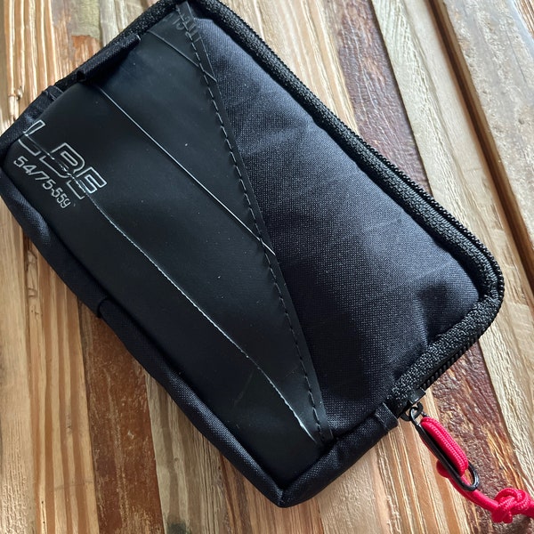 Wallet made from a bicycle inner tube and xpac material