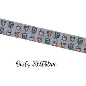 Ripsband Band Dekoband Schleifen Eulen cuteOwls Nacht night blauSchlafeulen 25mm Ribbon Bild 3