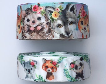 Ripsband Band Dekoband Schleifen Waldtiere Australien Panda Koala Fuchs Eichhörnchen Igel 38mm  25mm Ribbon