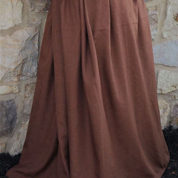 18th Century Skirt, Outlander Skirt, Brown Skirt