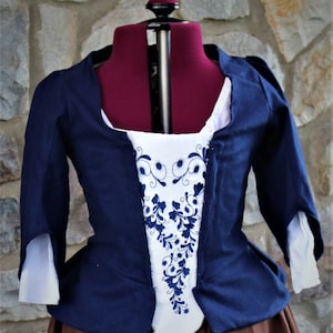 18th Century Bodice & Stomacher, Outlander Bodice, Bodice with Embroidered Stomacher