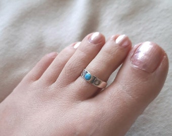 Toe ring with turquoise made of 925 silver