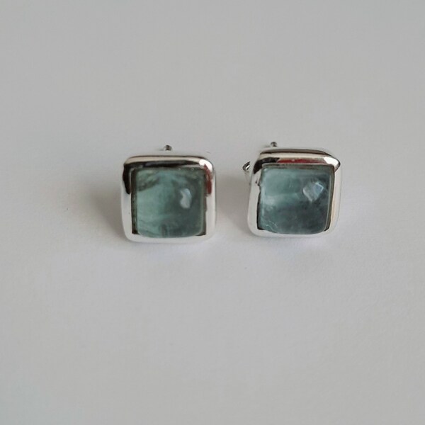 Apatite stone green stud earrings silver 925