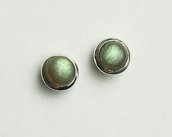 Labradorite earrings made of 925 silver, small earrings with green gemstone