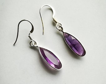 Amethyst earrings silver 925 in color purple, gift for woman, stone February