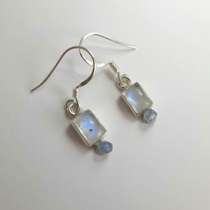 Moonstone earrings silver 925 rectangular shape. Personalized earrings