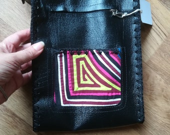 Ledertasche klein,  Handytasche mit Kunstwerk Abstrakt