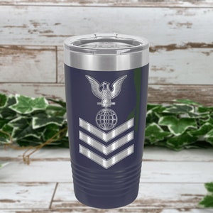 US Navy EM1 - Electrician's Mates - First Class - Engraved Stainless Steel Tumbler, Insulated Travel Mug, Navy Gift, Navy EM, Navy Pride