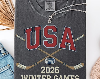USA Hockey Shirt 2026 Winter Games, Vintage American Ice Hockey T-Shirt, Retro Varsity Sports Fan Gift, Patriotic Team Support Tee