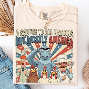 A Salute To All Nations, but Mostly America Shirt, Sam the Eagle, Muppet Vision 3D, Patriotic Disney World-T-shirt, 4 juli, Epcot-shirt