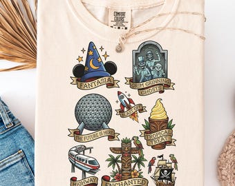 Vintage Disney Tattoo Shirt, Comfort Colors Tee, American Traditional Flash Art, Retro Magic Kingdom Epcot Sweatshirt, Park Hopping Gift