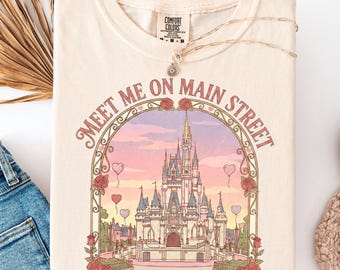 Meet Me on Main Street T-Shirt, Trendy Magic Kingdom Vacation Shirt, Comfort Colors Tee, Retro Castle Sweatshirt, Main St Walking Club Tee