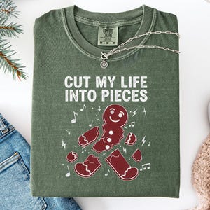 Funny Gingerbread Christmas Sweatshirt, Cut My Life Into Pieces Holiday Tee, Elder Emo Xmas T-Shirt, Punk Goth Sweater Sweater