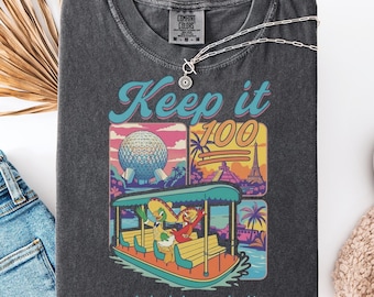 Op Epcot geïnspireerd T-shirt, Keep It 100 Theme Park-T-shirt, bijpassende sweatshirts voor familievakanties