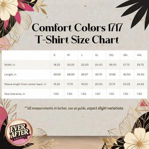 The image is a T-shirt size chart that provides measurements and corresponding sizes for different shirt sizes, including S, M, L, XL, 2XL, 3XL, and 4XL. The chart includes width and length measurements, as well as sleeve length, and size tolerance. The chart is designed to help customers determine the appropriate size for their desired shirt.
