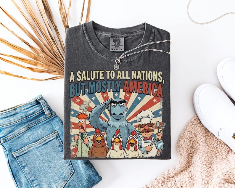 A Salute To All Nations But Mostly America Shirt, Sam the Eagle, Muppet Vision 3D, Patriotic Disney World Tee, 4th of July, Epcot Shirt image 2