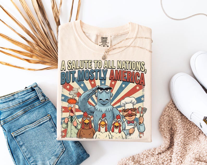 A Salute To All Nations But Mostly America Shirt, Sam the Eagle, Muppet Vision 3D, Patriotic Disney World Tee, 4th of July, Epcot Shirt image 1