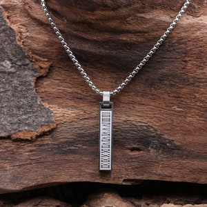 Men&#39;s necklace - stainless steel necklace - pendant necklace - masculine necklace - bar pendant - men&#39;s jewelry - silver