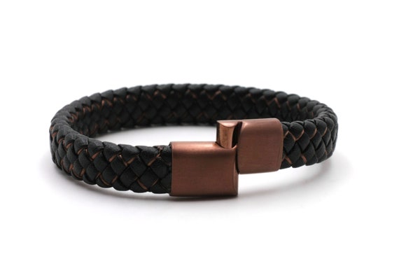 Bracciale Bracciale Pelle Uomo - Classico Bracciale Intrecciato A - Foto 8