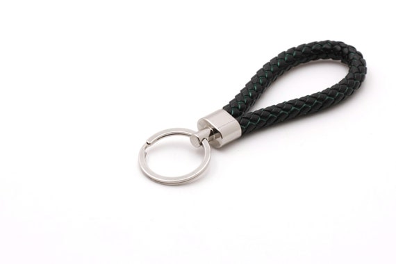 Leather Lanyard, Handmade Woven Keychain With Rune Beads and Key