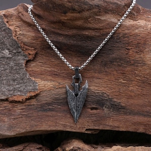 Men's necklace - stainless steel necklace - pendant necklace - masculine necklace - viking arrowhead pendant - men's jewelry - silver