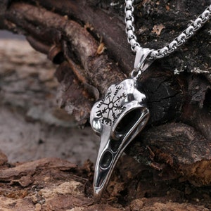 Viking Necklace Pendant, Raven Head, Raven Skull Pendant Stainless Steel, Norse Mythology, Viking Jewelry, Norse Pendant,