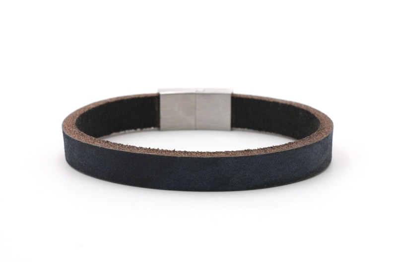 men/'s bracelet buffalo leather magnetic clasp made of high quality stainless steel with gift box 20039 beautiful gift blue Leather bracelet
