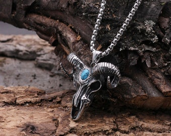 Viking pendant, ram skull pendant necklace, Norse mythology, Viking jewelry, Norse pendant
