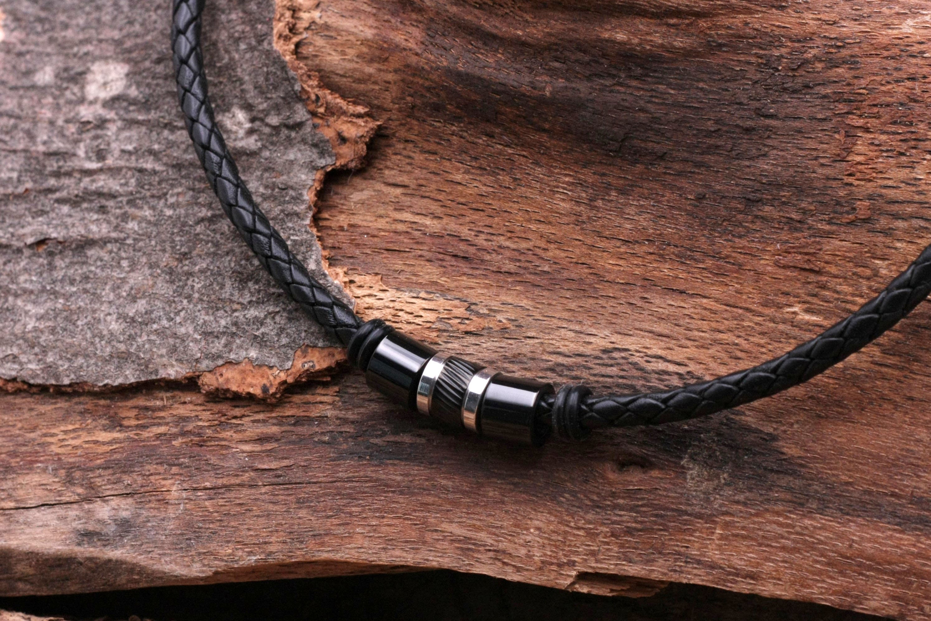 Auroris Echtleder Kette Geflochten Schwarz – 3 Mm Produktbild-Vorschau 8
