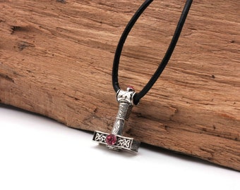 Halskette Lederhalskette Herren, Geschenk für Männer, Halsschmuck Herren Schmuck Anhänger Vikings Keltisch nordic Männerschmuck Lederschmuck