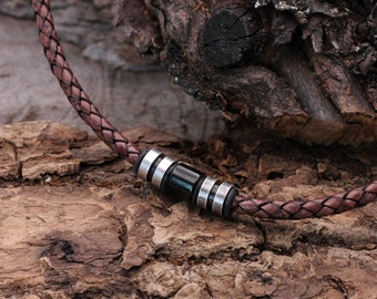Ketting Herensieraden Leren Ketting Bruin, Keltische Sieraden, Zilver, Noorse Sieraden