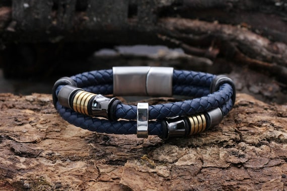 METAL BEAD BRACELET BROAD NAVY BLUE METAL BEAD BRACELET BROAD NAVY BLUE