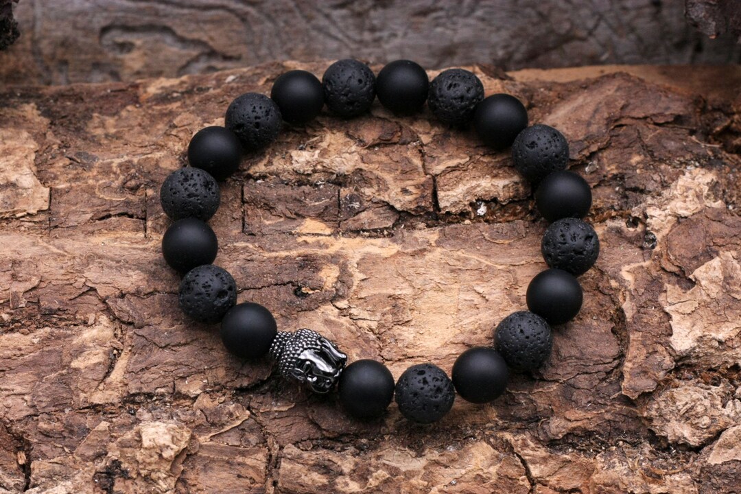 Rockyu Men's Black Onyx Constellation Bracelet – 12 Zodiac Beads, Stretch Fit, 8mm - View #3