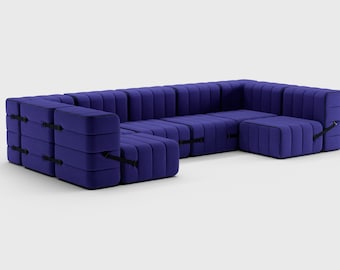 Modular Sofa | Curt Set 15 | XL Floor Sofa, Corner Sectional, Removable Covers, Flexible Modular Seating, Jet Fabric