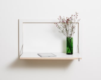 Murphy Desk | Fläpps Wall Desk | Fold Down Desk for Laptop, Home Office, Birch Plywood, White