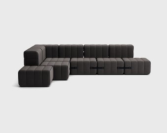 Modular Sofa | Curt Set 12 | Corner Sectional, Floor Sofa, Removable Covers, Flexible Modular Seating, Jet Fabric