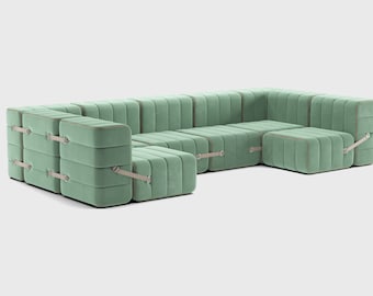 Modular Sofa | Curt Set 15 | XL Floor Sofa, Corner Sectional, Removable Covers, Flexible Modular Seating, Barcelona Fabric