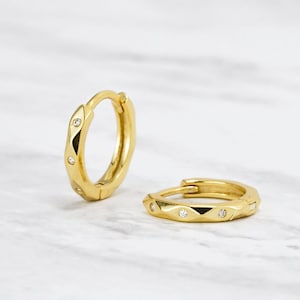 NEW! Diamond Cut Cubic Hoop Earrings - Cubic hoop - Diamond Cut hoop earrings - Dainty hoops - Dainty earrings - 925 silver earrings