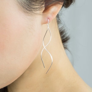 Spiral Threader Earrings-Twist Earrings-925 Sterling Silver-pull through earrings-minimalist earrings-long dangle earrings