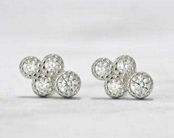 Tiny earrings - Dainty cz studs - Cz earrrings - Gold studs - Gold earrings - Delicate earrings - Minimal studs - Dainty Jewels