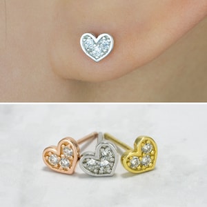 Tiny Heart Shaped Stud Earrings-925 Sterling Silver Earrings-asymmetrical earrings-minimalist earrings-heart earrings-mismatch earrings