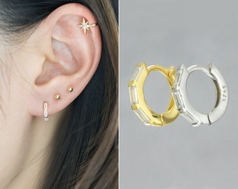 7mm Mini Hoop Earrings-Second Hole Hoop Earrings-Stacking Earrings-Minimalist Earrings