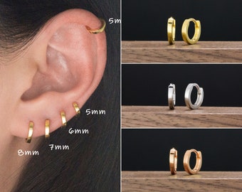 Petites créoles en argent sterling - Créoles minimalistes Huggie