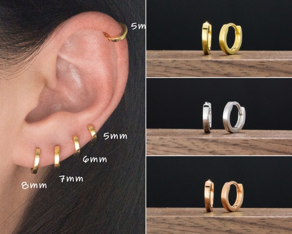 Sterling Silver Tiny Hoop Earrings – Huggie Minimalist Hoops