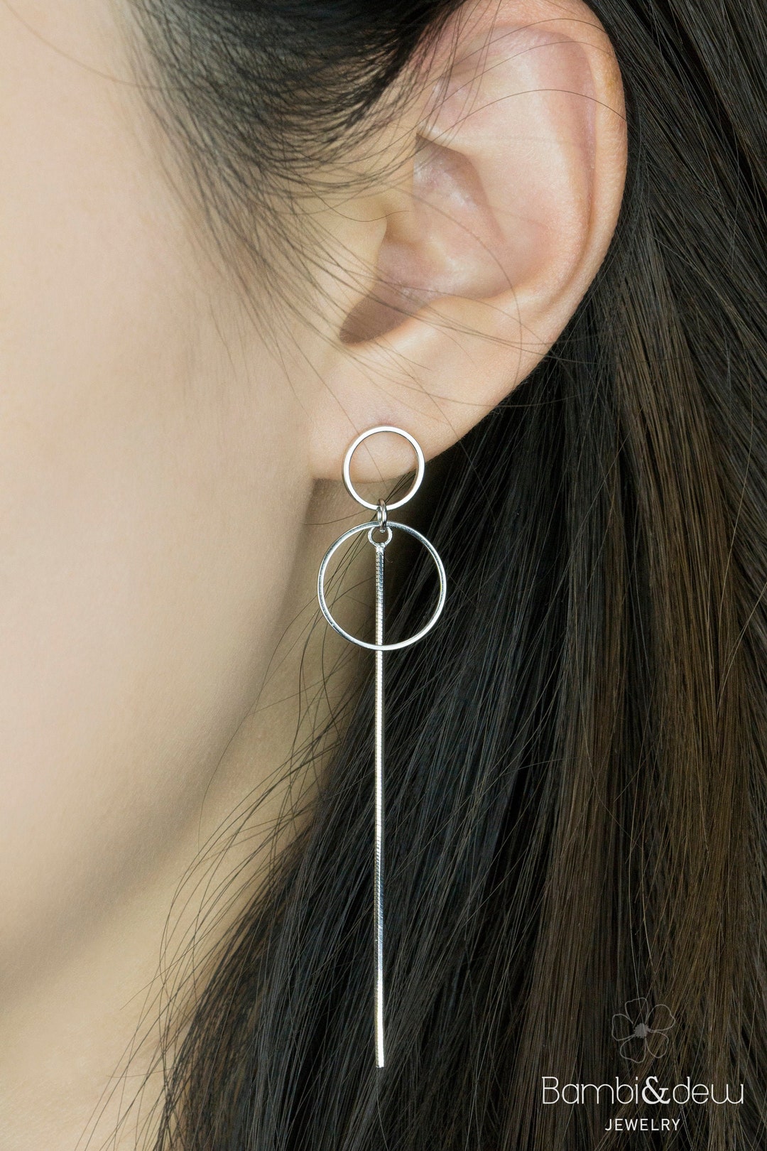 【HYERES LOR】[SALE] Noailles double circle earring 20cm Double Circle Dangle Earrings-hollow Circle Earrings-circle