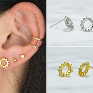 Sun stud earrings - Tiny gold studs - Dainty earrings - Tiny studs - minimalist earrings - gold earrings -delicate stud earrings -gold studs