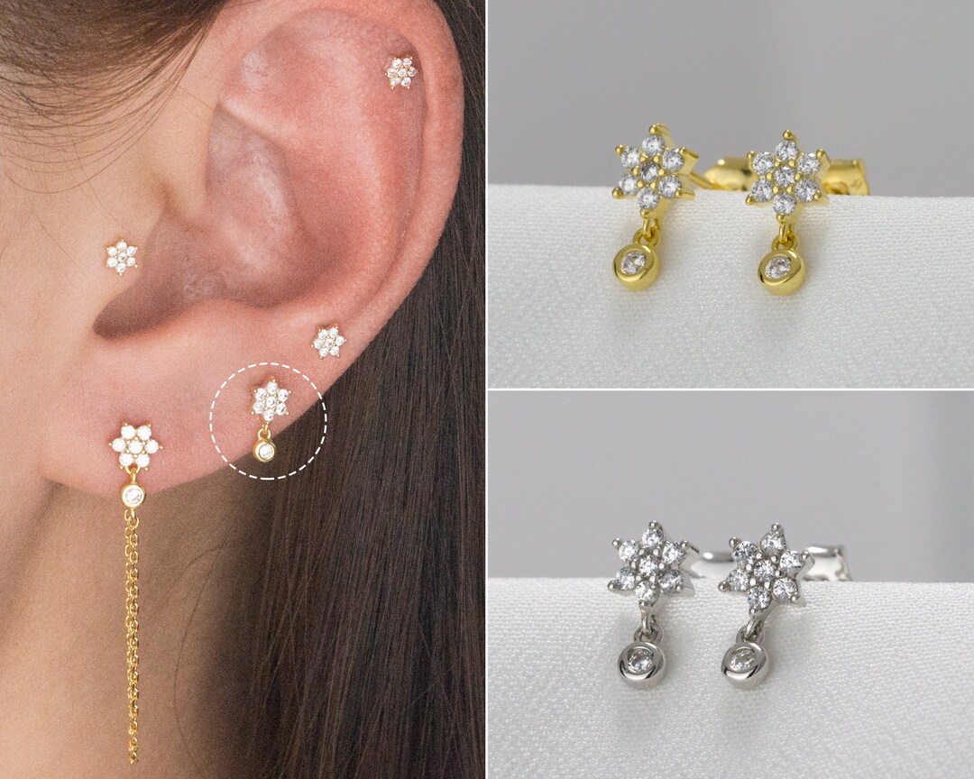 ☆HEI☆ tiny onetouch earring HE22FAESW859XXFR Tiny Lightning Bolt Studs - Dainty Cz Lightning Studs
